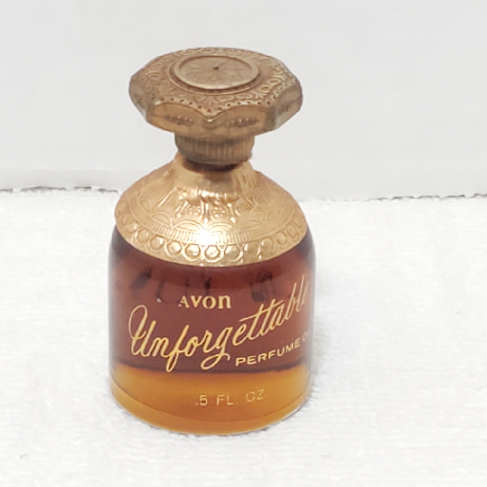 Vintage Avon Unforgettable Perfume Oil Splash 0.5 oz Amber Glass Bottle Women's